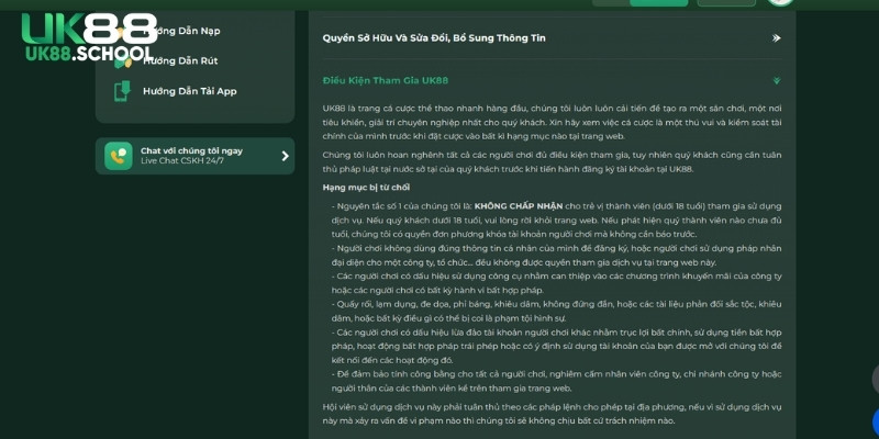 Điều kiện cần nắm được khi đăng nhập UK88