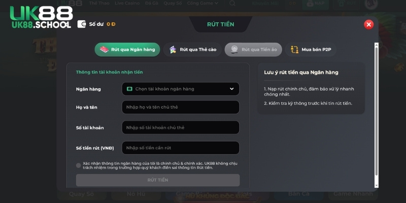 Quy trình rút tiền UK88 nhanh chóng nhất